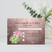 Waterverf Roze bloedingscactus Wedding RSVP Kaartje (Staand voorkant)
