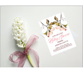 Waterverf roze bloeiend hondenhout | BABY SHOWER Kaart