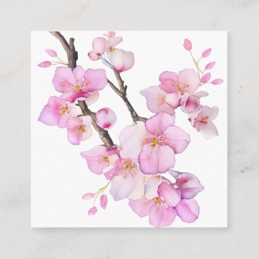 Waterverf roze bloeiende bloesems informatiekaartje (Achterkant)