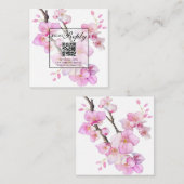 Waterverf roze bloeiende bloesems informatiekaartje (Voorkant / Achterkant)