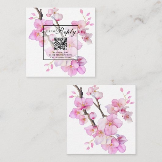 Waterverf roze bloeiende bloesems informatiekaartje (Voorkant / Achterkant)