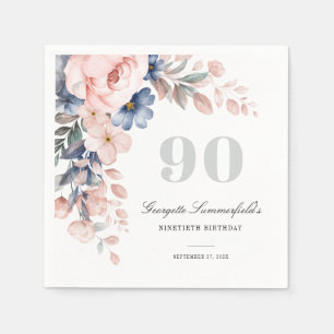 Waterverf Roze Bloem 90ste Verjaardagsfeest Papier Servet