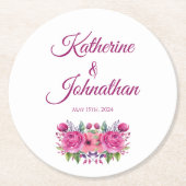 Waterverf Roze Bloem Boeket-Papier Onderzetter (Voorkant)