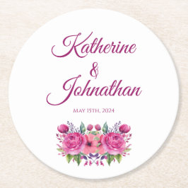 Waterverf Roze Bloem Boeket-Papier Onderzetter