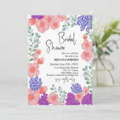 Waterverf Roze Bloem Bruidsfeest Kaart (Staand voorkant)