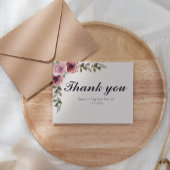Waterverf Roze Bloem Bruiloft Dank u Kaart