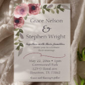 Waterverf Roze Bloem Bruiloft Evenement Uitnodigin Kaart