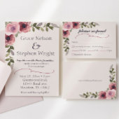 Waterverf Roze Bloem Bruiloft Event RSVP kaart