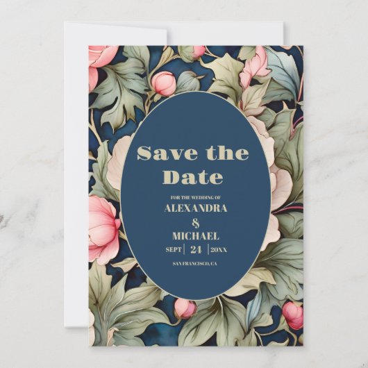 Waterverf Roze Bloem Bruiloft Save The Date (Voorkant)