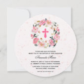Waterverf Roze Bloem Doop Rond Kaart (Voorkant)