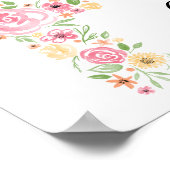 Waterverf Roze bloem Eerste Communie Poster (Hoek)