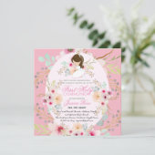 Waterverf Roze bloem Eerste communiqués Kaart (Staand voorkant)