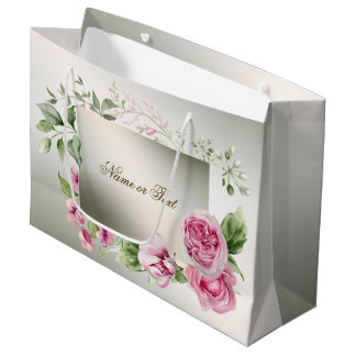Waterverf Roze Bloem Frame Glanzend Brons Elegant Groot Cadeauzakje