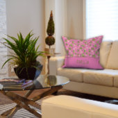 Waterverf roze bloem kind naam kussen