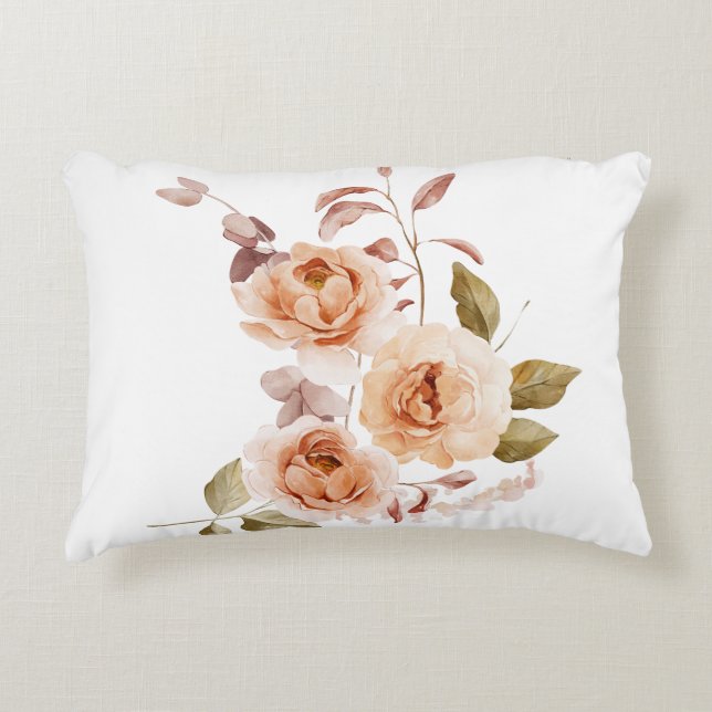 Waterverf Roze Bloem Kussenhoes Accent Kussen (Voorkant)