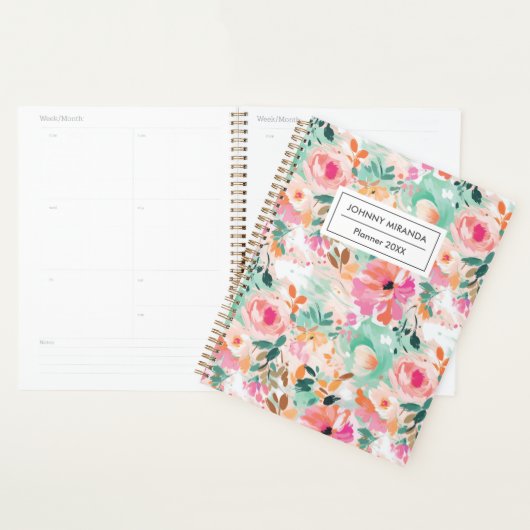Waterverf Roze Bloem Maand en Week Planner (Display)