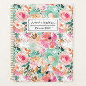Waterverf Roze Bloem Maand en Week Planner (Voorkant)
