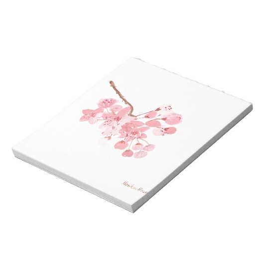 Waterverf roze bloem notitieblok (Linkerzijde)