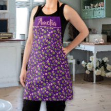 Waterverf roze bloem paars patroon schort