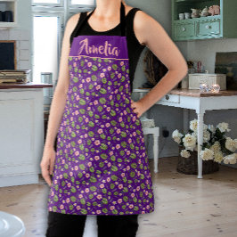 Waterverf roze bloem paars patroon schort