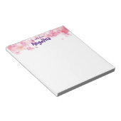 Waterverf roze bloem paarse letter notitieblok (Schuin)