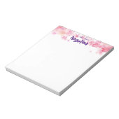 Waterverf roze bloem paarse letter notitieblok (Linkerzijde)
