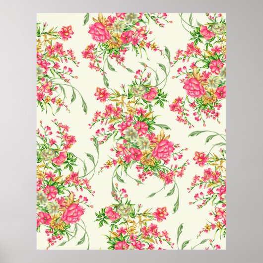 waterverf roze bloem patternabstract, kunst, achte poster (Voorkant)