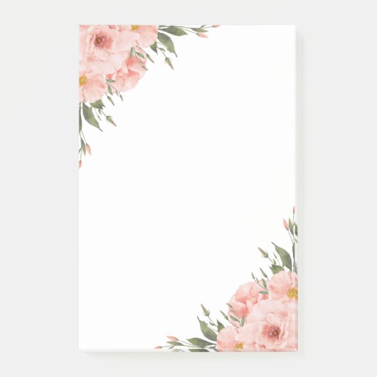 Waterverf Roze Bloem Post-it® Notes (Voorkant)
