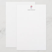Waterverf Roze Bloem Potten Persoonlijk Briefpapier (Voorkant / Achterkant)
