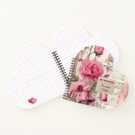 Waterverf roze bloem shabby chic notitieboek