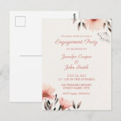 Waterverf Roze Bloem Verlovingsfeest Briefkaart (Voorkant / Achterkant)