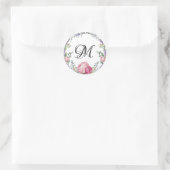 Waterverf roze bloemblaadjes lavendel educalyptus ronde sticker (Tas)