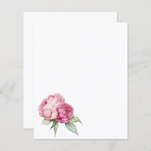 Waterverf roze bloemblaadjes roze pioenen roze roz (Voorkant / Achterkant)