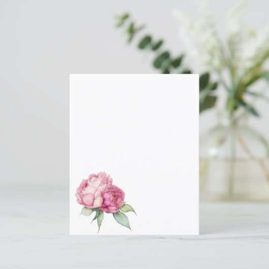 Waterverf roze bloemblaadjes roze pioenen roze roz (Staand voorkant)