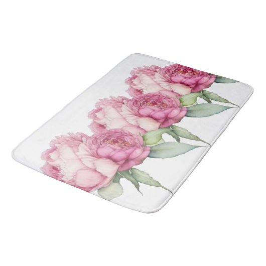 Waterverf roze bloemblaadjes roze pioenen roze roz badmat (Gekanteld)