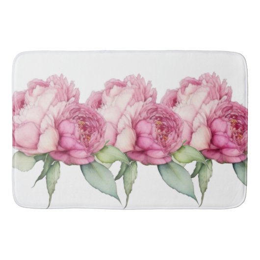 Waterverf roze bloemblaadjes roze pioenen roze roz badmat (Voorkant)