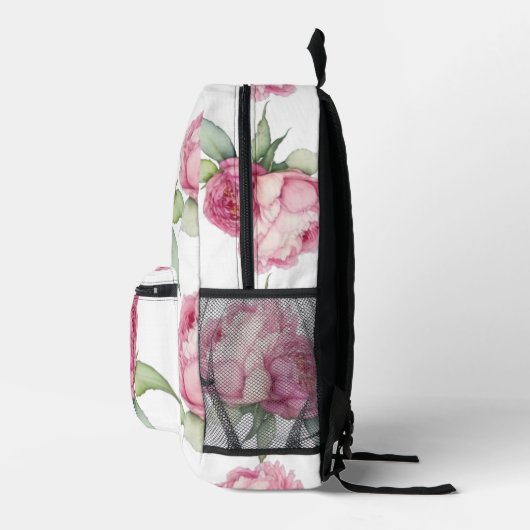 Waterverf roze bloemblaadjes roze pioenen roze roz bedrukte rugzak (Rechts)