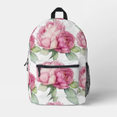 Waterverf roze bloemblaadjes roze pioenen roze roz bedrukte rugzak (Voorkant)