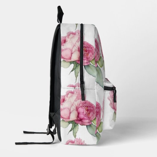Waterverf roze bloemblaadjes roze pioenen roze roz bedrukte rugzak (Links)
