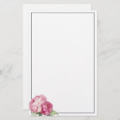 Waterverf roze bloemblaadjes roze pioenen roze roz briefpapier (Voorkant / Achterkant)