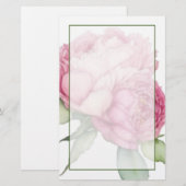 Waterverf roze bloemblaadjes roze pioenen roze roz briefpapier (Voorkant / Achterkant)