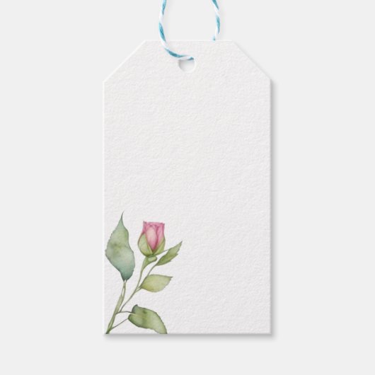 Waterverf roze bloemblaadjes roze pioenen roze roz cadeaulabel (Voorkant)