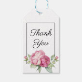 Waterverf roze bloemblaadjes roze pioenen roze roz cadeaulabel (Voorkant)