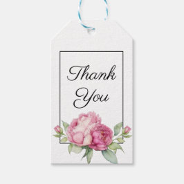 Waterverf roze bloemblaadjes roze pioenen roze roz cadeaulabel