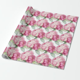 Waterverf roze bloemblaadjes roze pioenen roze roz cadeaupapier