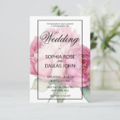 Waterverf roze bloemblaadjes roze pioenen roze roz kaart (Staand voorkant)