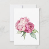Waterverf roze bloemblaadjes roze pioenen roze roz kaart (Achterkant)