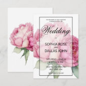 Waterverf roze bloemblaadjes roze pioenen roze roz kaart (Voorkant / Achterkant)