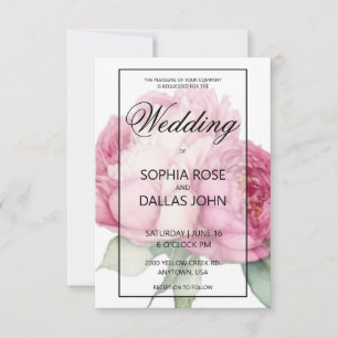 Waterverf roze bloemblaadjes roze pioenen roze roz kaart