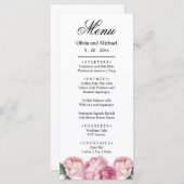 Waterverf roze bloemblaadjes roze pioenen roze roz menu (Voorkant / Achterkant)